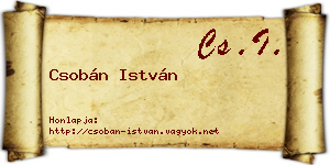 Csobán István névjegykártya
